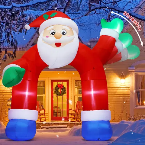 Christmas  Arch 11.8 FT  Inflatable Santa Claus with LEDs for Indoor Outdoor Decorations 14FT Deer Arch Decorations