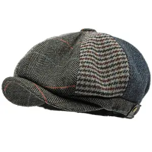 HT4612 Beret Cap Men Women Spring Autumn Wool Beret Hat Patchwork Plaid Ivy Octagonal Flat Cap Male Female Artist Painter Berets