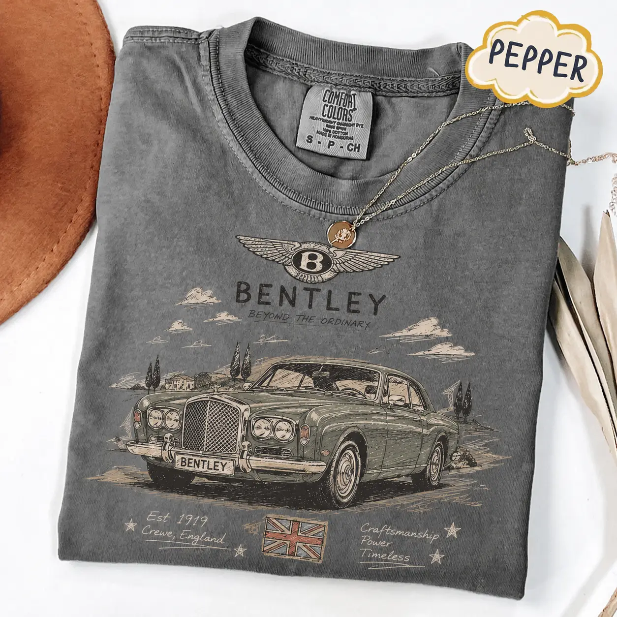 Bentley Comfort Colors T Shirt, Vintage Luxury Car Graphic Tee, Classic British Automotive Heritage Design, Retro Car Lover Gift, Casual Shirt for Men and Women