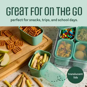 Cook With Color 8-Compartment Snackle Box Food Storage Carrier and Container, Charcuterie Container, Divided Serving Tray with Lids and Handle, Sage, Portable and Dishwasher Safe