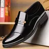 DINAOR Men's PU Leather Formal Slip-On Ankle Shoes - British Office Work Style, Pointed Toe, Soft Rubber Sole, All Seasons Business Casual Footwear for Adults 20+