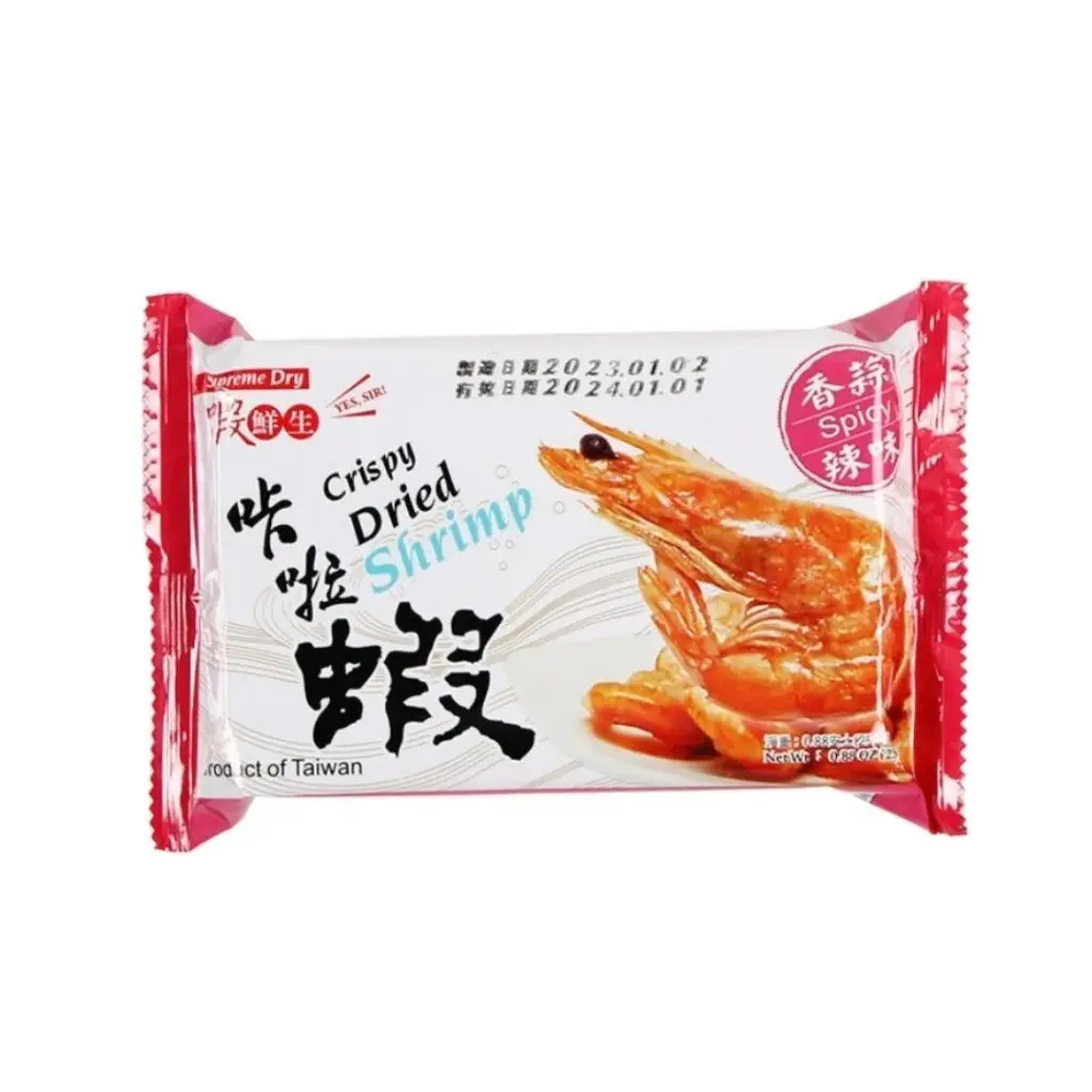 i3Fresh Crispy Whole Dried Shrimp Snack, Spicy Chiles Dried Seafood - 25g