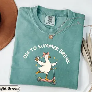 Last Day of School Teacher Goose Scooter Shirt, Funny End of Year Summer Break T-Shirt, Silly Comfort Colors Tee, Elementary Teacher Gift