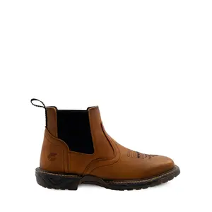 CEBU Men's Yukon Soft Toe Chelsea Boot - 100% Leather Upper, Rubber EVA Sole, Square Toe Design, Versatile Industrial Footwear for Men