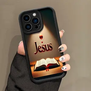 God Jesus Aesthetic Christian Pattern Phone Case , Soft Silicone , Fully Protected and Shockproof For iPhone 16 15 Pro Max 14 13 12 11 X XSMax Plus