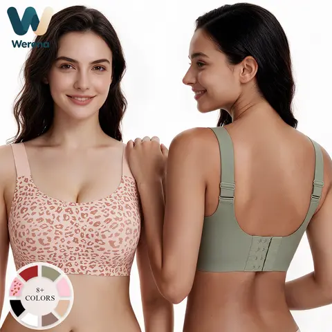 Werena Women's Jelly Wireless Bras Push Up Full Coverage Comfortable T-Shirt Bra Plus Size Fit Everyday Support and Breathable Strip