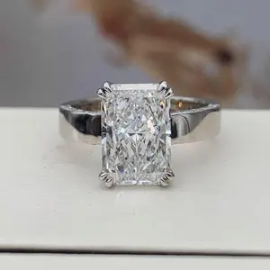 【#300RD】S925 sterling silver 6-carat radiant cut lab-grown gemstone women's engagement/proposal ring