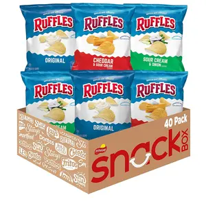 Ruffles Potato Chips Variety Pack, 40 Count, Crispy Snack Variety