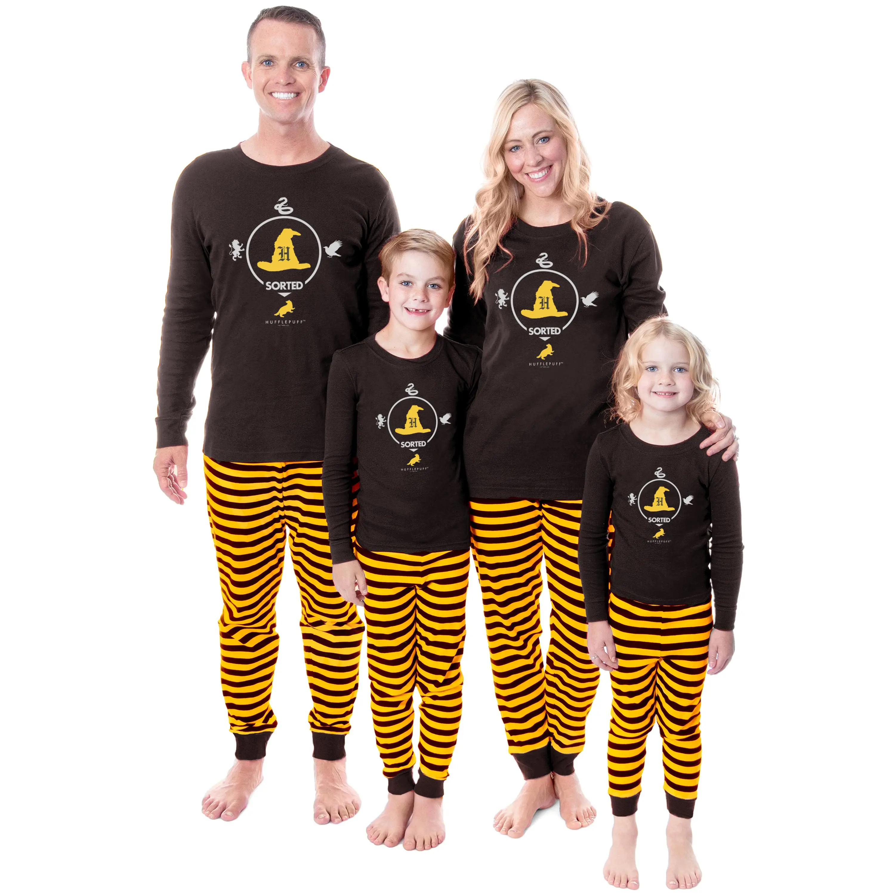 Warner Bros Harry Potter Sorting Hat Long Sleeve Pajama Set, 100% Cotton Family Matching Clothes for Adults & Kids, Everyday, Pants, Nightwear, Apparel, Fabric