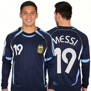 2006 Argentina Lionel Messi 19 Away Long Sleeve Vintage Soccer Jersey