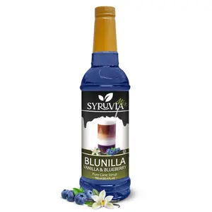 Syruvia BLUNILLA Coffee Syrup Vanilla Blueberry - 25.4 fl oz Premium, Kosher, Gluten-Free Syrup for Drinks, Shakes, Desserts & More