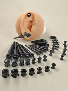 48pcs Acrylic & Ear Taper Kit, 1.6mm to 10mm Tapered Stretchers, Conical & Cylindrical Plugs, Medical-Grade Safe, Ear Gauge Tunnels