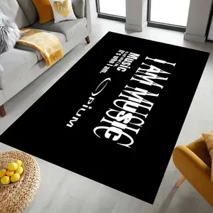 "I AM MUSIC" Opium Black Flannel Area Rug - Reverse Text & Syringe Print Soft Mat for Music Room & Bedroom, Non-Slip Edgy Home Decor #MusicThemedRug #OpiumStyleMat #EdgyHomeDecor #ReverseTextCarpet #NonSlipFlannelRug