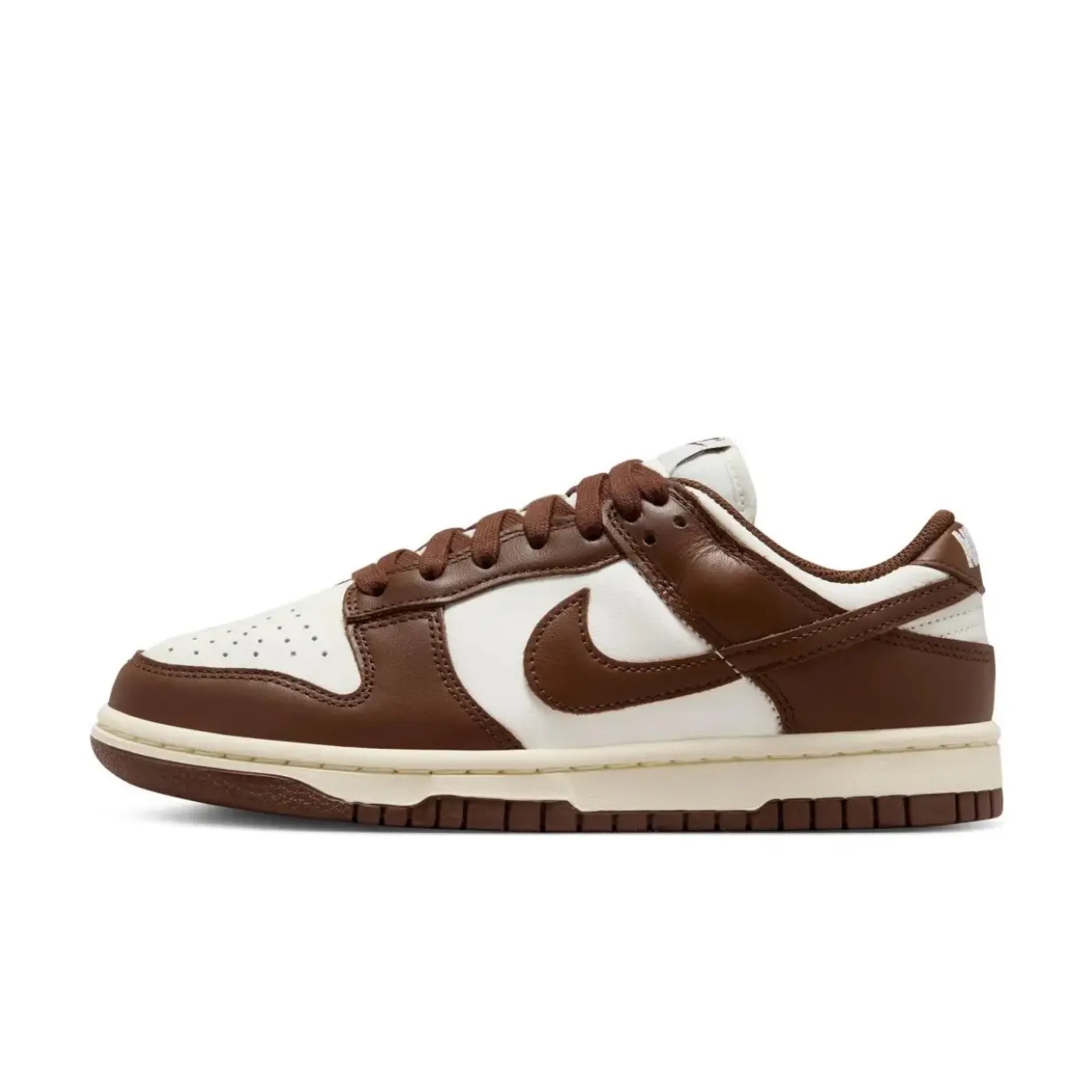 NIKE Dunk Low 'Cacao Wow' Women's Leather Street Low Top Sneakers, Cushioned Athletic Sports Shoes for Casual Wear