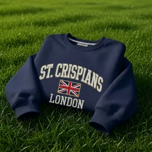 St. Crispians London Embroidered Sweatshirt – Vintage British Academia Crewneck Pullover