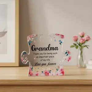 Acrylic Puzzle Shaped Decoration, Home Office Desktop Ornaments, Novelty Desk Decor, Creative Gift for Grandmother