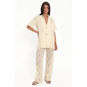 Mindy Lace Pant Set - Yellow