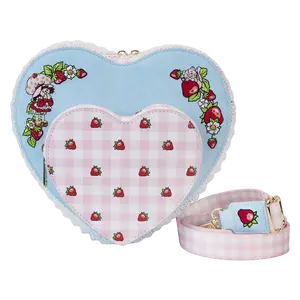 Strawberry Shortcake Denim Heart Shaped Figural Crossbody Bag