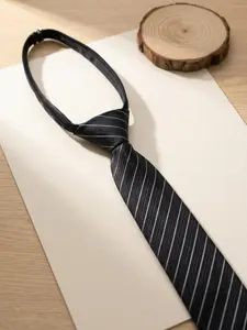 Men's No-Tie Striped Tie with Adjustable Zipper, Tie Design, Business and Daily Use, Lazy Man's Neckwear Accessory, All Seasons