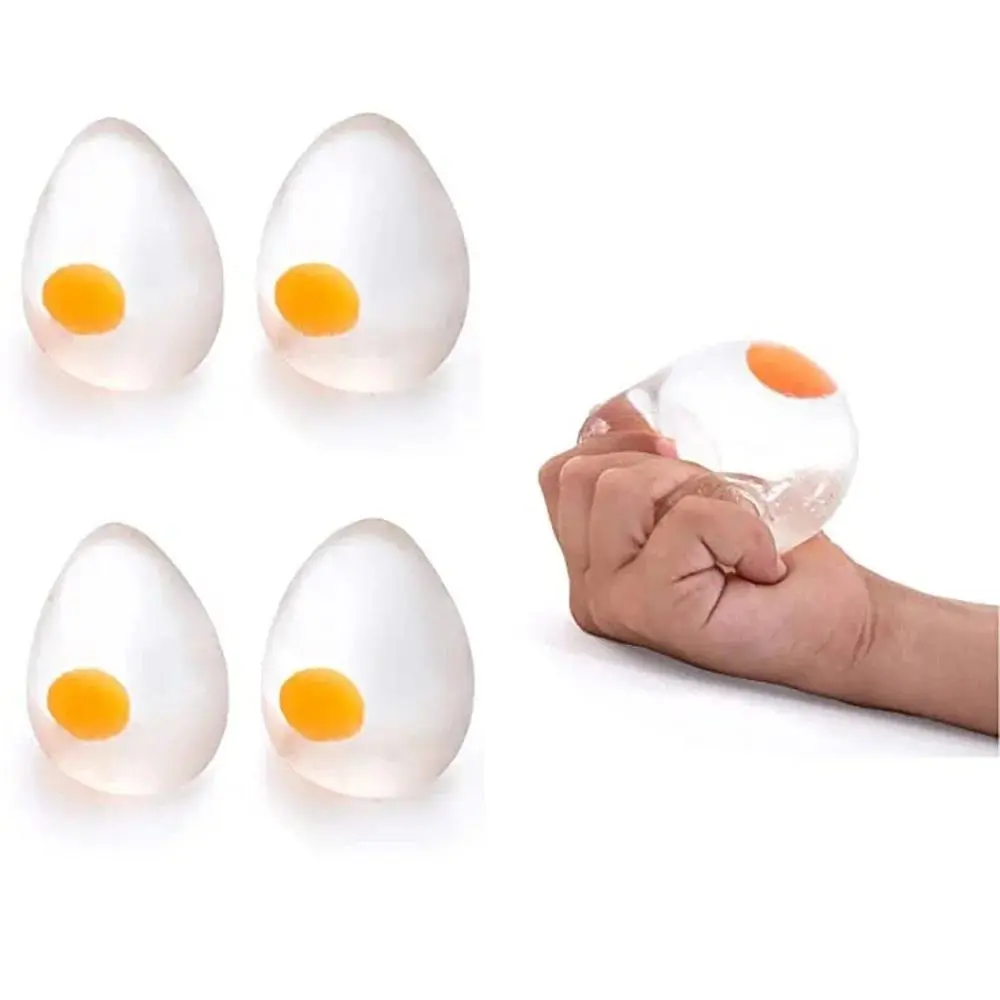 Soft transparent egg squishy stress relief toy, stretchable and squeezable to release daily pressure. Made of flexible safe material, realistic egg look, nice sensory fidget toy for adults and kids to ease anxiety and boredom.squishies toys