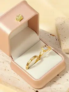 2 Piece Stainless Steel Rings, Cut Roman Numeral Diamond Titanium Steel Jewelry, Elegant Couple Matching Rings with Box, All Seasons