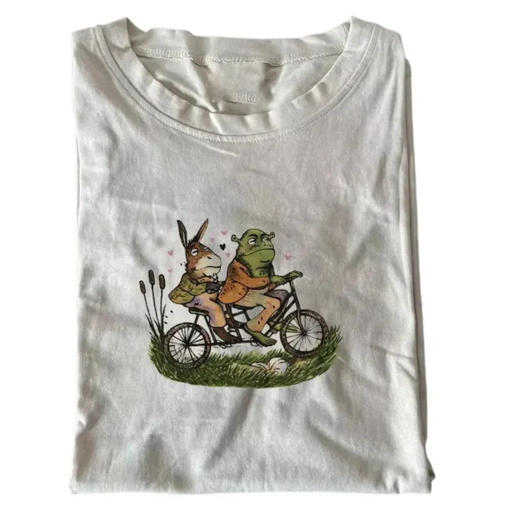 Shrek and Donkey Shirt, Shrek Donkey Bike Ride T-Shirt, Cartoon Shrek Tee, Gift for Men, Gift for Women, Crew Neck T-shirt, Trending T-shirt