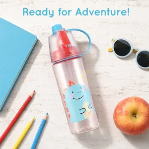 20oz Misting Water Bottle with Spray Function, Cute Sports Water Bottle for School, Outdoor, Travel & Summer Activities