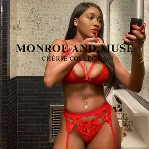 Monroe and Muse Scarlet Red Letter Thong Set - Chérie Collection