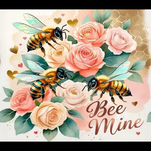 Bee Mine 20oz Stainless Steel Tumbler – Floral Bee Valentine Cup with Lid & Straw | Customizable Gift