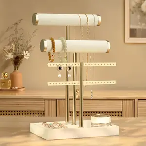 Luxury Jewelry Storage Display Stand, Multi Tier Design in Black Gold and White Gold Colors, Organized Holder for Necklaces Bracelets Earrings, Perfect for Home Desk Storage Shop Display Party Decor and Gifts
