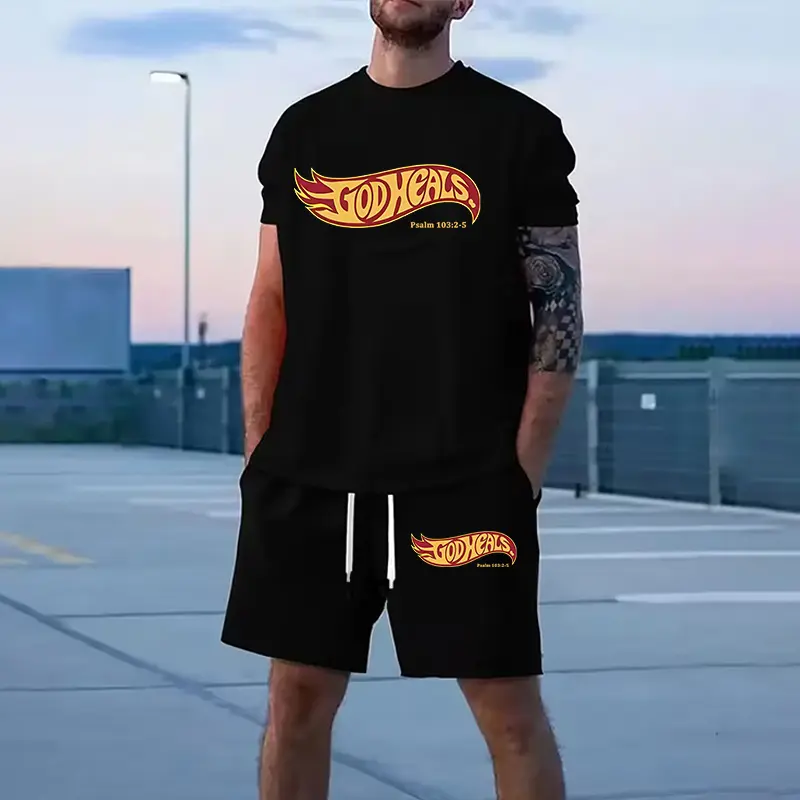 “God Heals Hot Wheels Style Tee | Psalm 103:2-5 Christian Graphic tshirt short set”