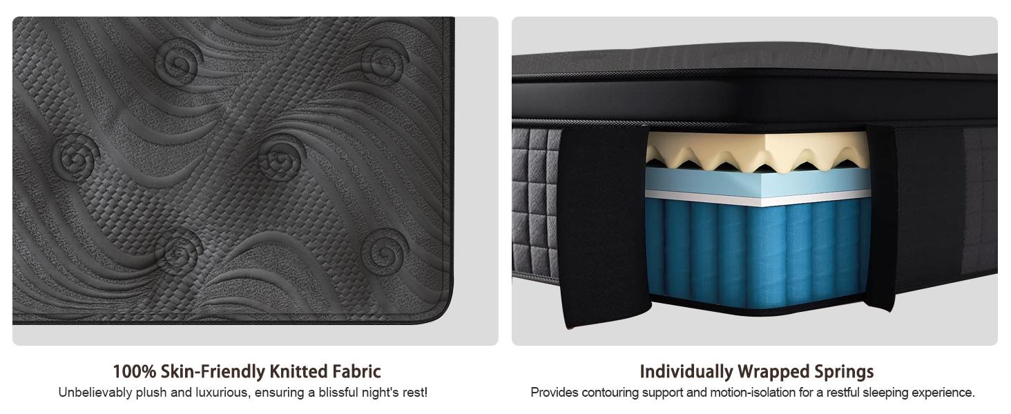 10"12"14" Twin Full Queen King Size Mattress in a Box Hybrid Spring Memory Foam, Medium Firm Ergonomic Mattress