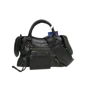 Pre-owned Balenciaga City Mini 24 Motorcycle Bag Black