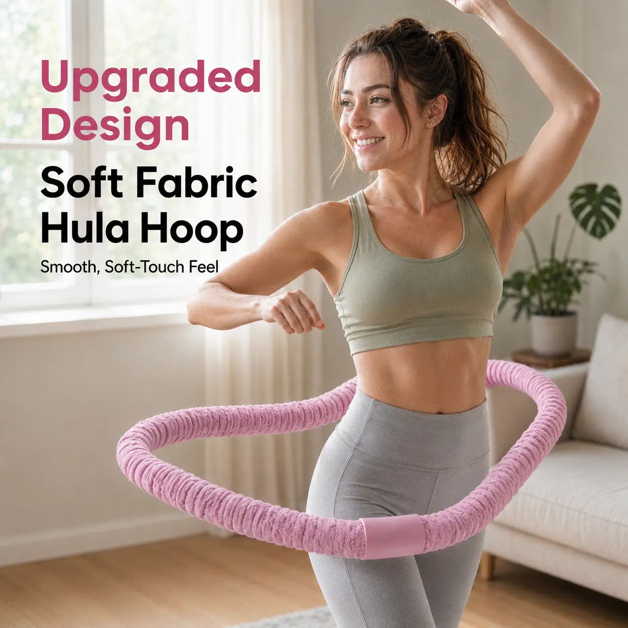 3 lbs Soft Weighted Hoop for Adults -Fold Gentle Fat Burning and Waist Toning, Pinch-Proof Design,Soft Material Won't Irritate Skin， Perfect for Home/Travel/Postpartum Recovery
