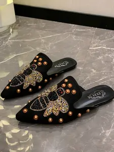 Women's Water Drill Animal Decor Fashion Casual Mules Flat Shoes, Fall New Style, Valentine's Day Special Offer