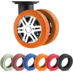 Upgrade Luggage Wheel Covers, Carry On Luggage Suitcases,Wear-Resistant, Anti-Noise, Silicone Wheel Protective Covers for 2-2.4" Spinner Wheel,Essential Travel Accessories (Orange)