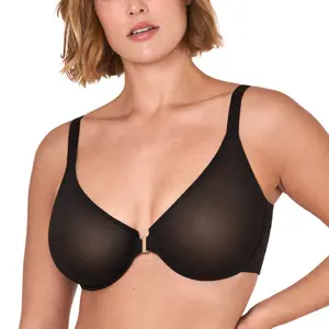 DELIMIRA Women's Cosnufy Posture Front Closure Bras Sheer Mesh Plus Size Underwire Unlined Bra