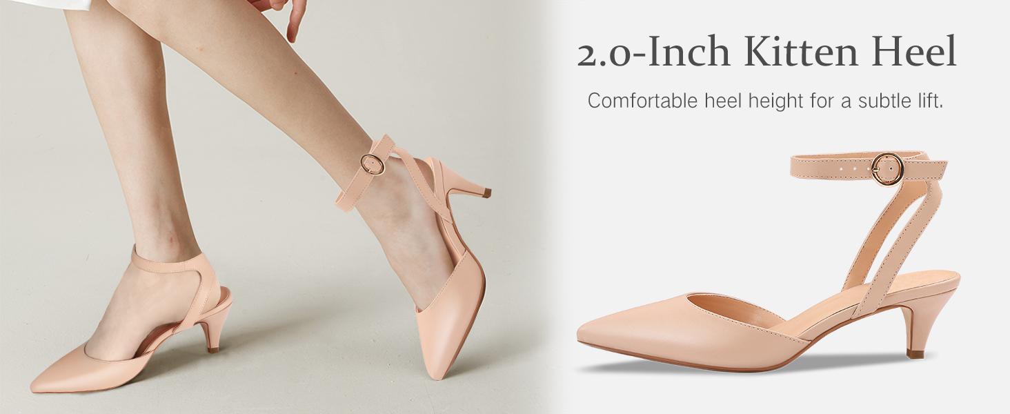 Women's Aliaa Pointed Toe Low Kitten Heels Comfort Wedding Party Casual Dress Closed Toe Pumps Shoes with 2 Inches Low Heel Design