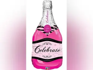 Celebrate Bubbly Wine Bottle Pink Balloon