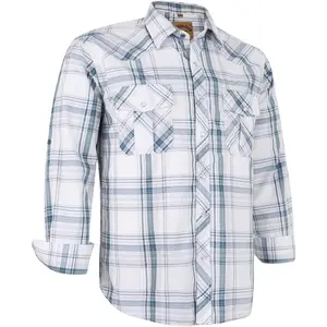 Men's Western Pearl Snap Button Up Casual Cowboy Long Sleeve Two Pockets Work ShirtsGift