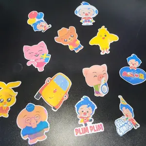 Plim Plim Stickers 12 Pieces with Holographic Cover Waterproof Cute Adorable Sticker Paper for Bags and Gifts