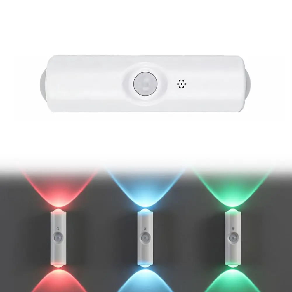 7-Color Changing RGB Motion Sensor Wall Sconce, Wireless Rechargeable Magnetic Night Light, Up/Down Projection LED Sensor Lamp for Bedroom, Staircase, and Entryway Decor