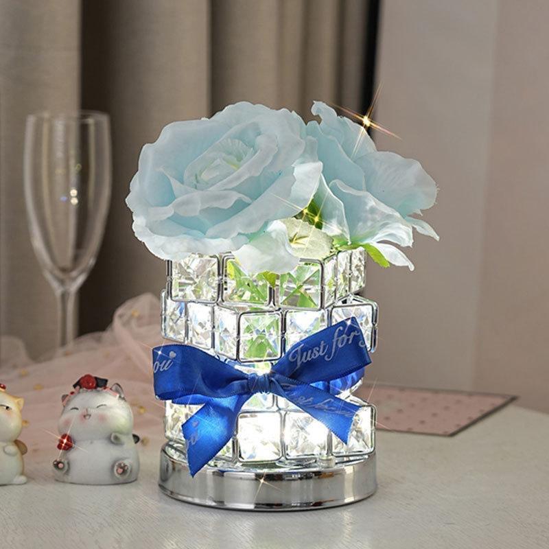 Colorful USB-Powered Crystal Rose Lamp - A warm and charming bedroom decorative lamp that can be used as a bedside lamp, birthday gift, or table lamp. Suitable as a gift for your girlfriend, mother, anniversary, or wedding anniversary.