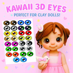 15 PC Kawaii Doll Eyes – Cute 3D Oval Resin Eyes for Plush Toys, Clay Dolls and Mini Figures – Peel & Stick for Adorable Creations,