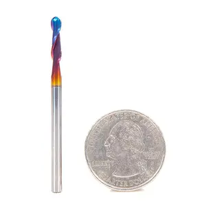 Amana Tool 46375-K SC Spektra Extreme Tool Life Coated Double Flute Up-Cut Ball Nose Spiral 1/16 R x 1/8 D x ½ CH x 1/8 SHK x 2 Inch Long Router Bit