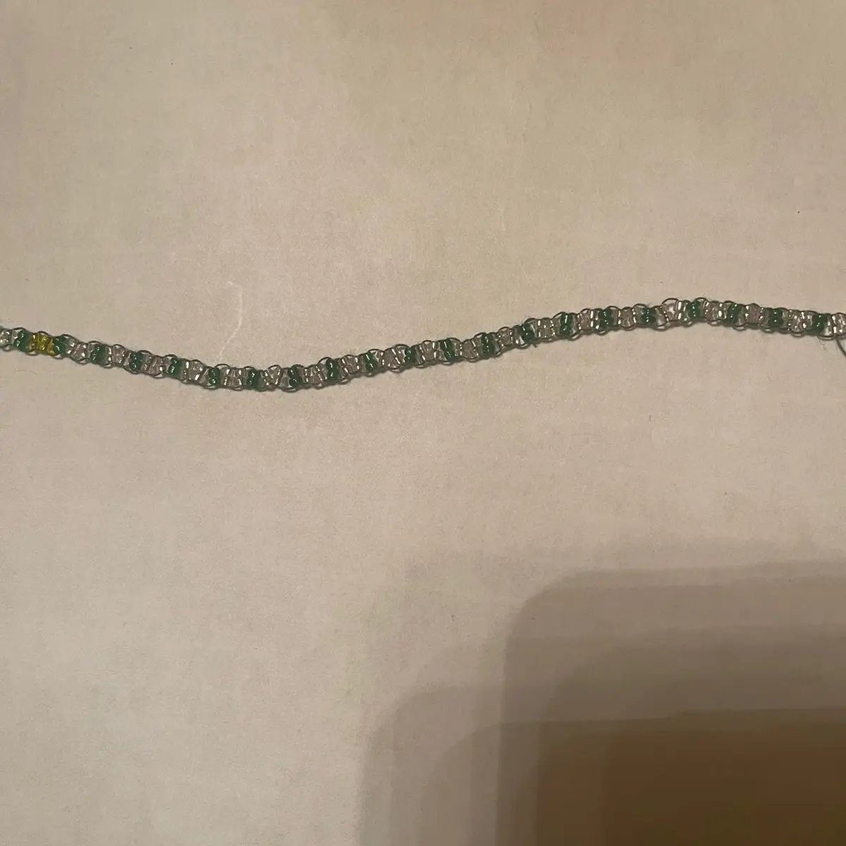 Brick stitch bead green and clear bracelet