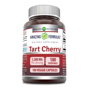 Amazing Formulas Tart Cherry Supplement | 1200 Mg | 180 Veggie Capsules | Non-GMO | Gluten-Free | Made in USA
