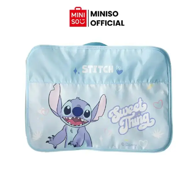 【Back to school】Miniso Disney Stitch 2-Piece Storage Organizer, Lightweight Fabric Travel Containers with Cute Print, Space Saving & Zippered for Luggage, Licensed Graphics, Stitch Print, Easy-To-Clean, Closet Organization, Space Saver, 2-Piece Set