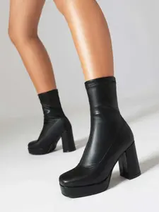 Women's High Heel Knight Boots Spring Fall 2026, Short Thigh-High Elastic Slim Fit Booties, PU Material, Rubber Sole, All Seasons