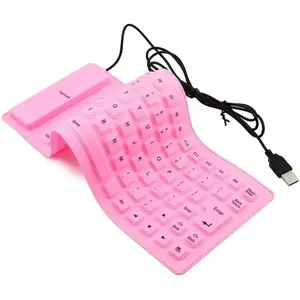Travel portable keyboard Foldable Silicone Keyboard, USB Wired Rollup Silent Typing Soft Touch Keyboard for PC Notebook Laptop